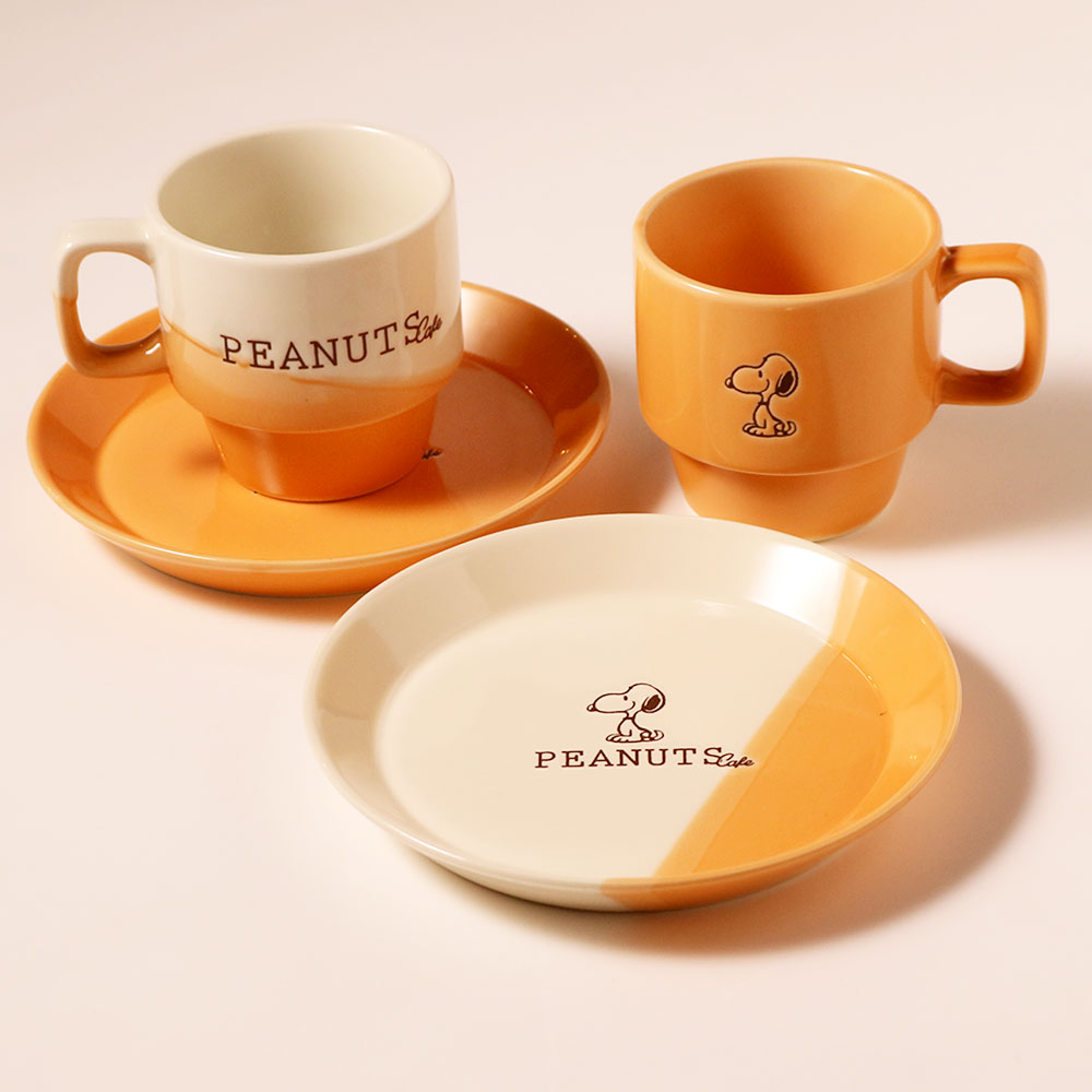 PEANUTS Cafe テーブルウェア ツートーンシリーズ プレートS オレンジ