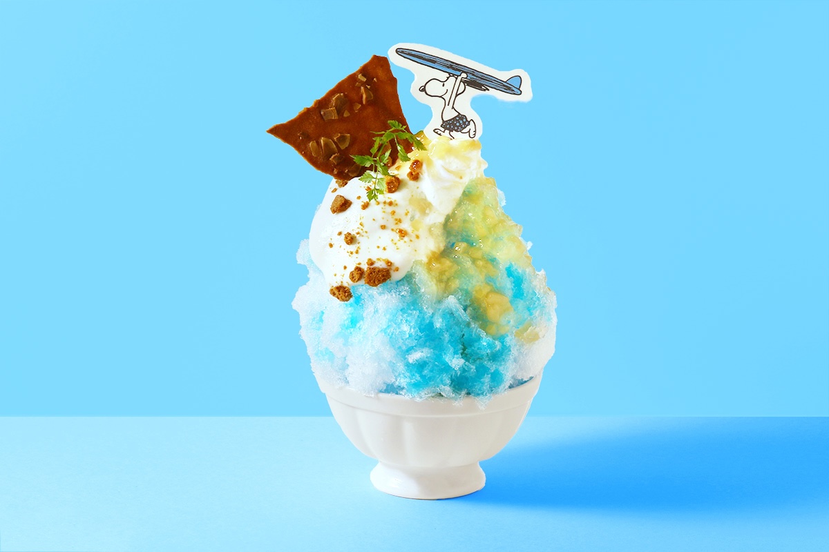 サーフィンスヌーピーのブルーハワイかき氷