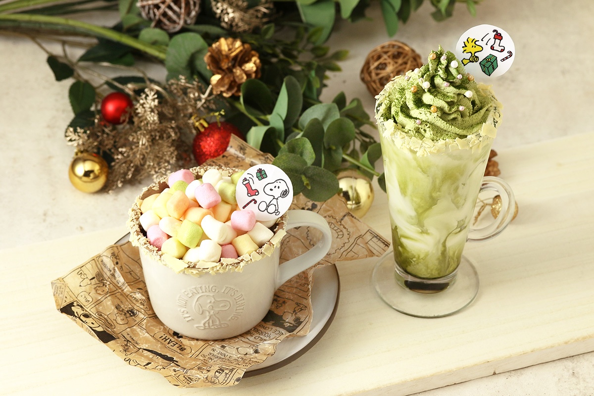スヌーピーのマシュマログリーンティーラテ/ウッドストックのグリーンティーミルクセーキ